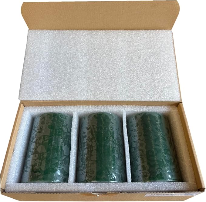 Mister Candle Dripless Unscented Green Pillar Candles, Set of 3 Hand Poured Solid Color Non-Scented Candles for Home Decor, Premium Wax, 60 Hr Burn Time - 3x4 Inch, Green