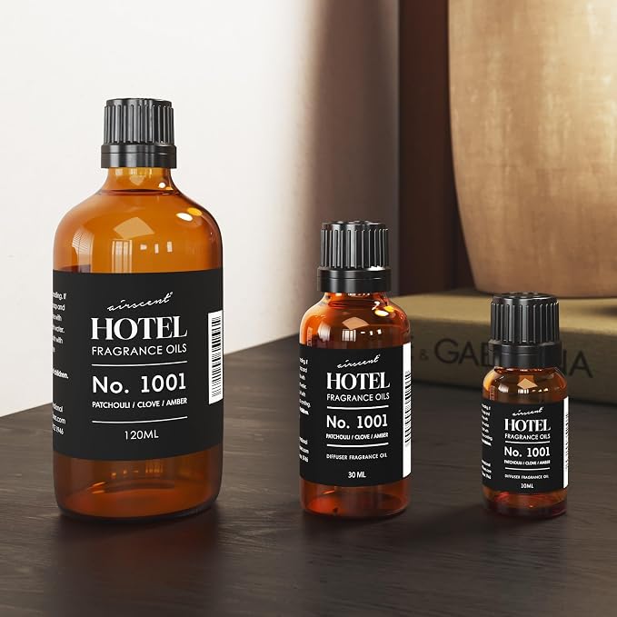 AirScent Hotel Diffuser Oil No. 1001 - Patchouli Clove Amber - 30 mL | Hotel Scent Dupe - Premium Fragrance Oil for Ultrasonic and Waterless Diffusers - 1 fl oz Droper Bottle
