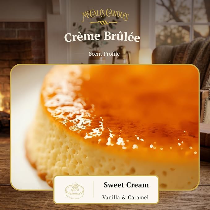 McCall’s Candles | Crème Brûlée | 26 oz Scented Candle | USA-Poured | Vintage Rustic Jar with Carrying Handle | Caramelized Sugar & Custard Fragrance