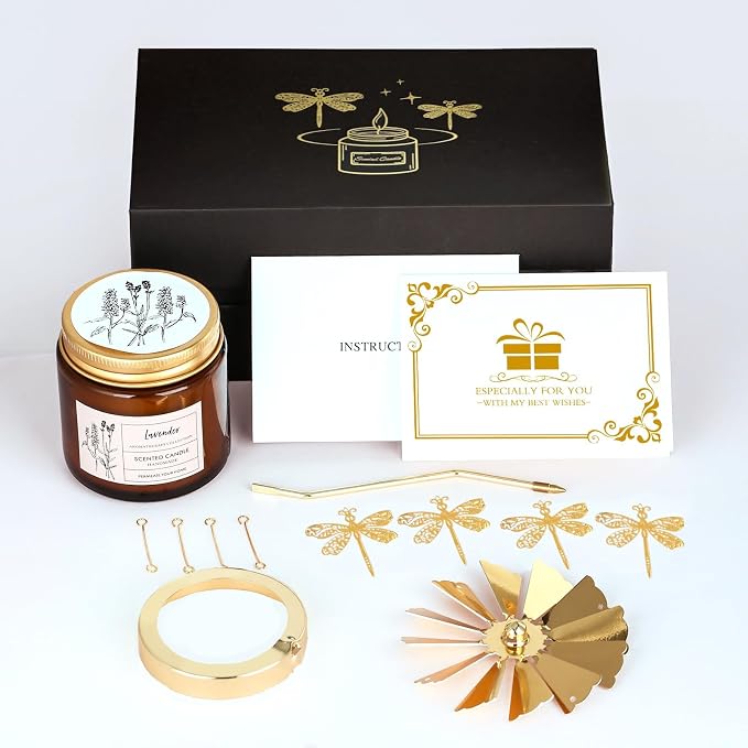 Dragonfly Candle Gifts for Women, Rotatable Lavender Scented Candle Gifts for Mom Wife Anniversary Valentine's Day Christmas, Unique Birthday Gift for Sister Girlfriend with Gift Box