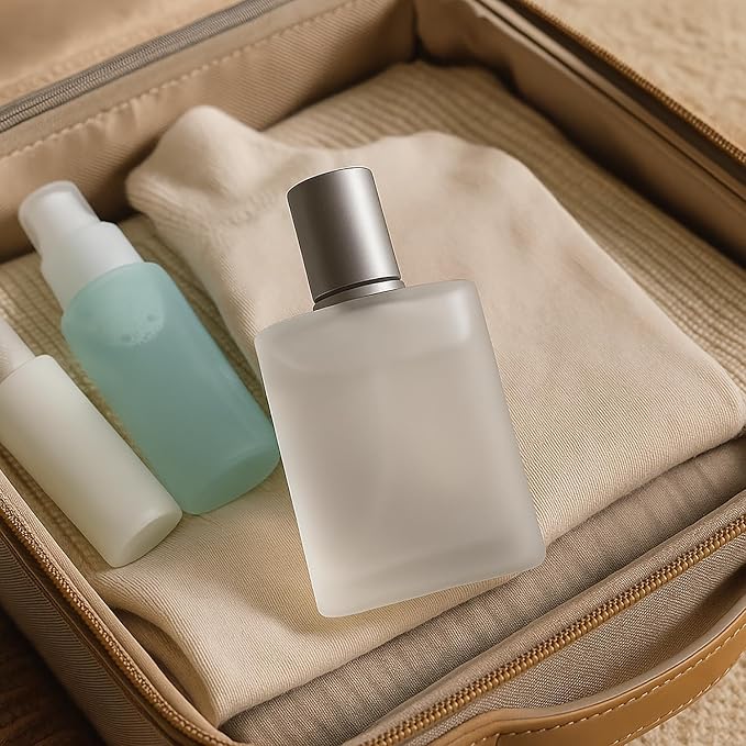 2Packs 50ml Frosted Glass Perfume Spray Bottle with Silver Cap Refillable Empty Atomizer Container Refillable Fragrance Bottle for Essential Oils, Cologne, Fragrance, Travel & DIY Cosmetics