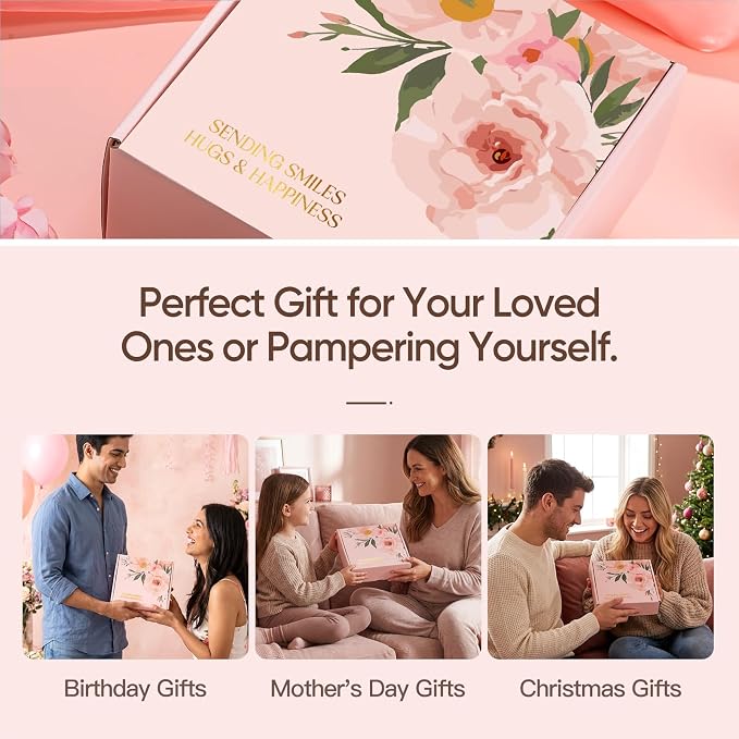 Gifts for Women, 9pcs Happy Birthday Gifts for Women, Christmas Ideas Mothers Day Gift Baskets Unique Rose Self Care Set Valentines Day Gift for Her Mom Sister Wife Friend Friendship Teacher