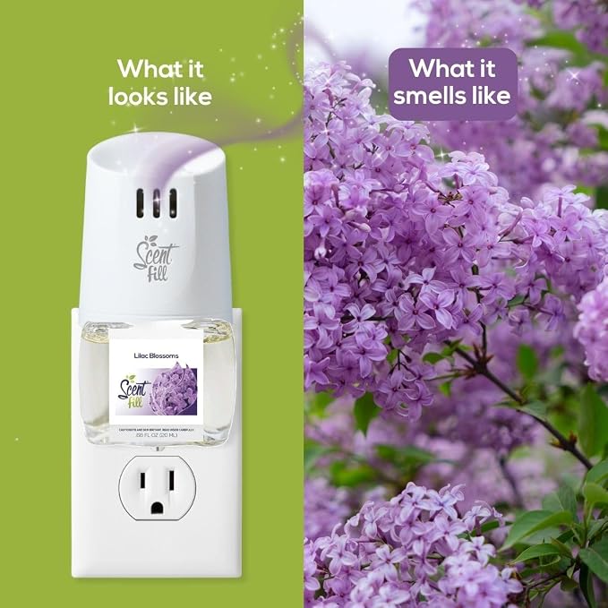 Scent Fill Lilac Blossoms Plug in Air Freshener, Scented Oil Refills, 2 Refills + Diffuser