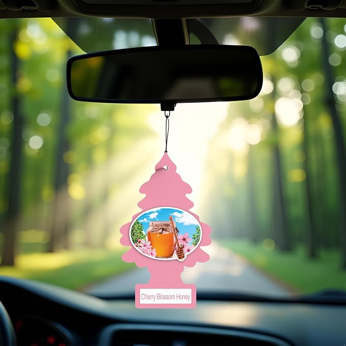 LITTLE TREES Car Air Freshener | Hanging Paper Tree for Home or Car | Cherry Blossom Honey | 6 Pack