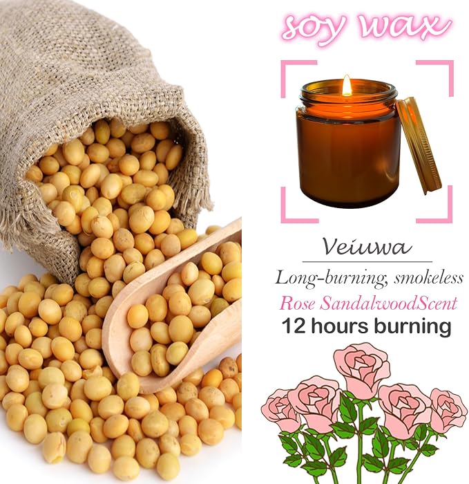 24 Pcs 4 Oz Mini Soy Candles,Rose Sandalwood Scented Candles Set,Bulk Aromatherapy Candle,Suitable as Gifts or Souvenirs for Occasions Such as Birthdays and Weddings.