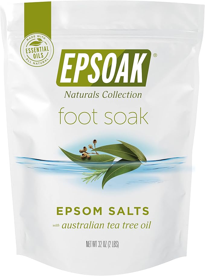 Epsoak Epsom Salt 4 lb. USP Magnesium Sulfate with Tea Tree Scent (Qty. 2 x 4 lb. Bags) Resealable Epsom Salt Bag, Made in The USA, Cruelty-Free Certified