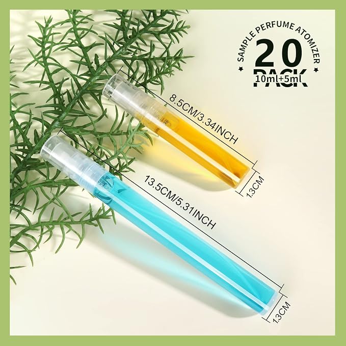Teenitor 20Pcs Mini Spray Bottles, 10ml 5ml Perfume Atomizer Fine Mist, Plastic Perfume Bottles Empty, Clear Perfume Travel Refillable Spray Bottle