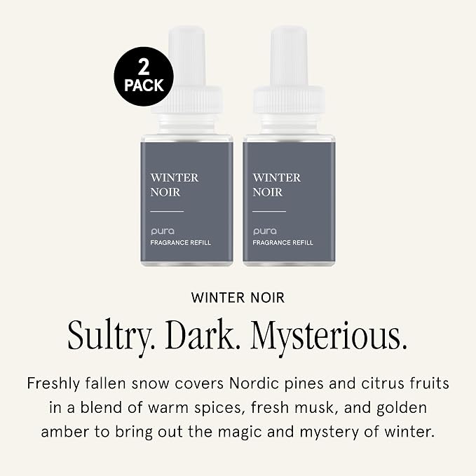 Pura Smart Home Scent Refill - Long-Lasting Premium Fragrance per Refill - Clean Diffuser Fragrance for Home, Office & Apartment - 2 Pack, Winter Noir