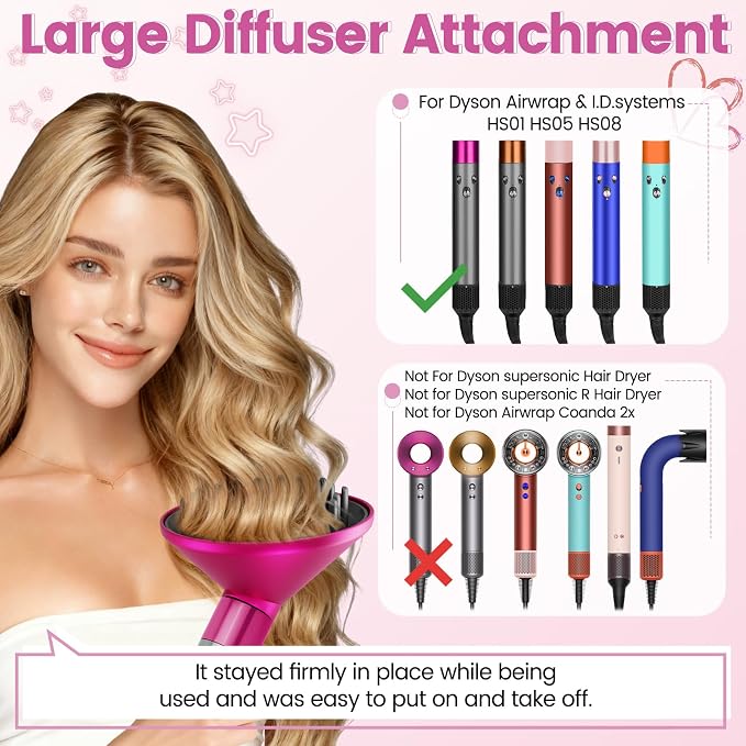 Upgraded 6IN Diffuser Attachment for Dyson Airwrap Styler HS01 HS05 HS08, Hair Diffuser Nozzle for Fast Drying and Styling Wave Curly Thick Hair