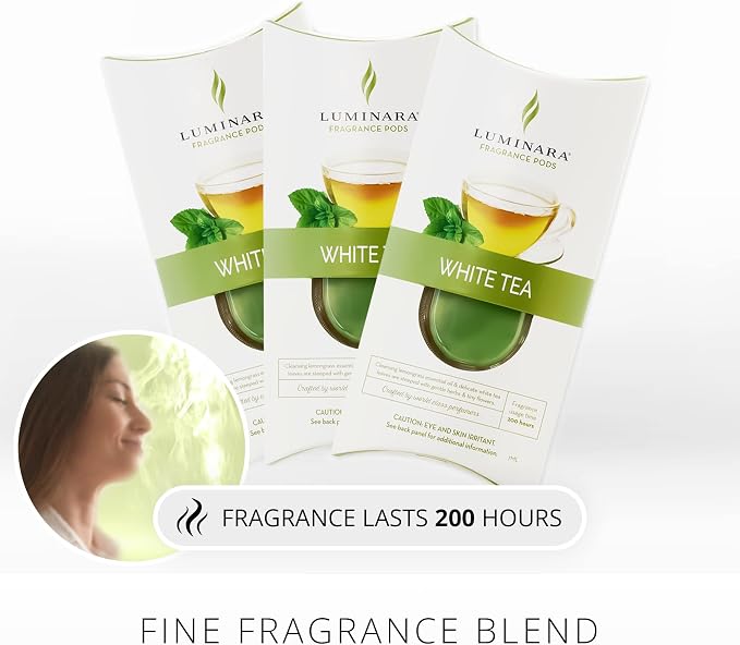 Luminara Fragrance Diffusing Pods - Set of 3 (White Tea) - Natural Home Scent Refills - Air Purifying Reed Diffuser Alternative for Room Ambiance