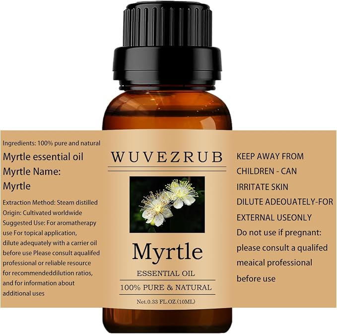 Myrtle Essential Oils 10ML, 100% Pure and Natural Essential Oil for Aromatherapy Diffuser - 0.33 Fl Oz/Myrtle