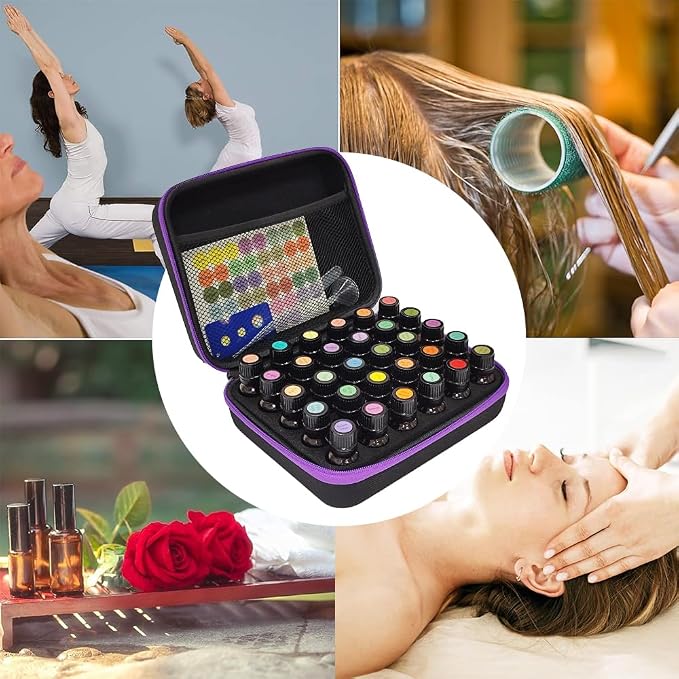 30 Bottle EVA Essential Oils Organizer - Holds 5ml, 10ml, 15ml Bottles, Storage Holder Carrying Case, Traveling Bag with Foam Insert