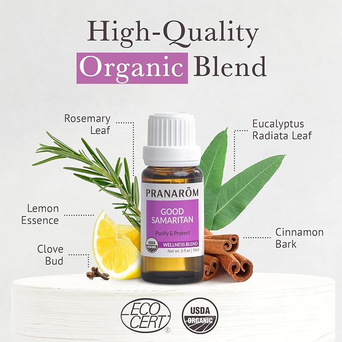 Pranarom - Good Samaritan Essential Oil Blend (15ml) -100% Pure Essential Oil for Diffusing and Cleaning | Lemon, Rosemary, Eucalyptus, Cinnamon