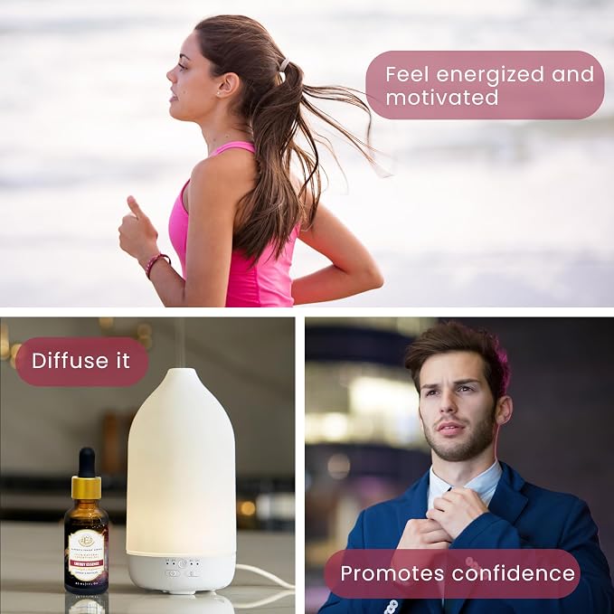 Essential Oil Blend for Energy, Cleansing & Mood by Enhanced Essentials – 100% Pure, Slow-Distilled|Aromatherapy for Diffuser, Massage & Shower|Uplifting Citrus & Mint Notes|1 fl oz (30 ml)