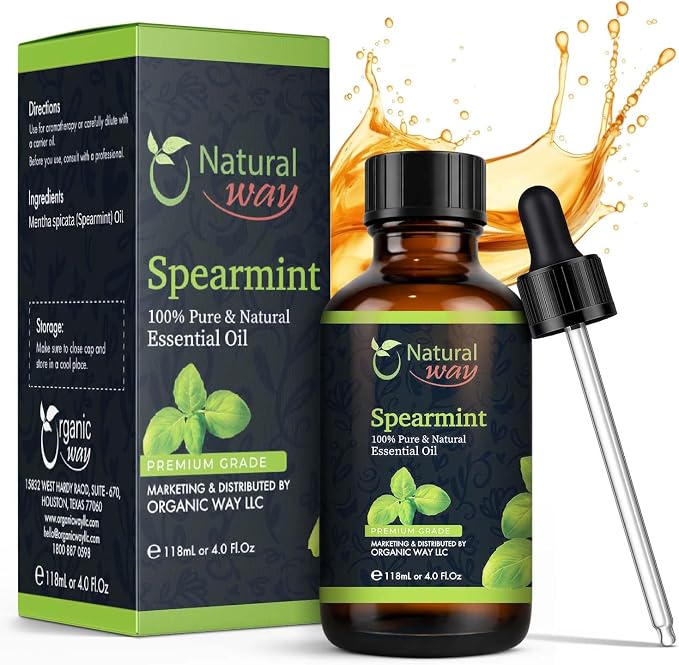 Spearmint Essential Oil for Diffusers | Natural Aroma Oil for Home Fragrance, Humidifier & DIY Candle Making, Long Lasting Scent for Office, Bedroom & Soothing Scent 4 Fl Oz (120 mL)