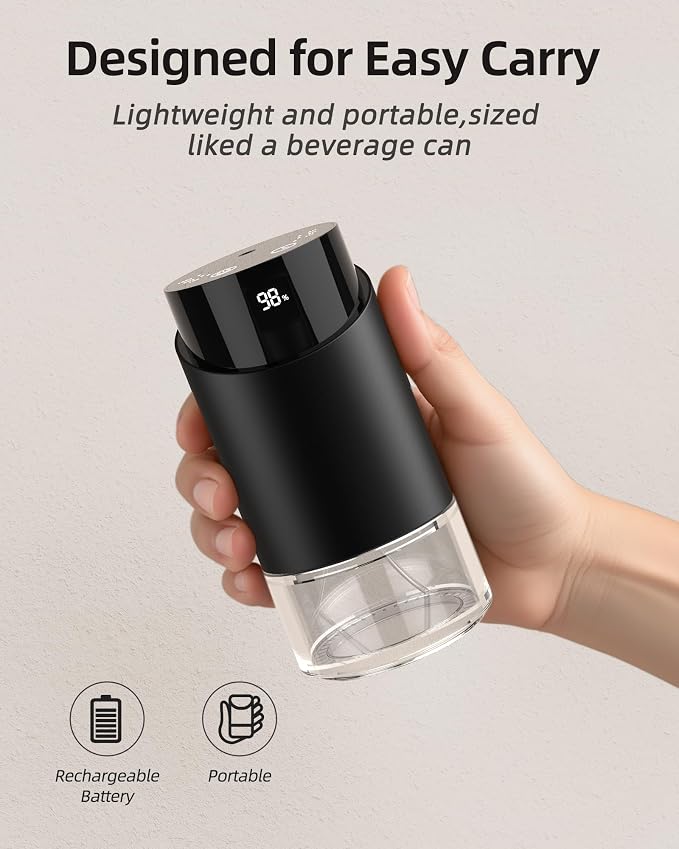 Waterless Essential Oil Diffuser - Rechargeable Black Aluminum Alloy 100ml Scent Machine with 4 Timers, 3 Mist Levels & Vehicle Mode for Home, Car, Office, Studio