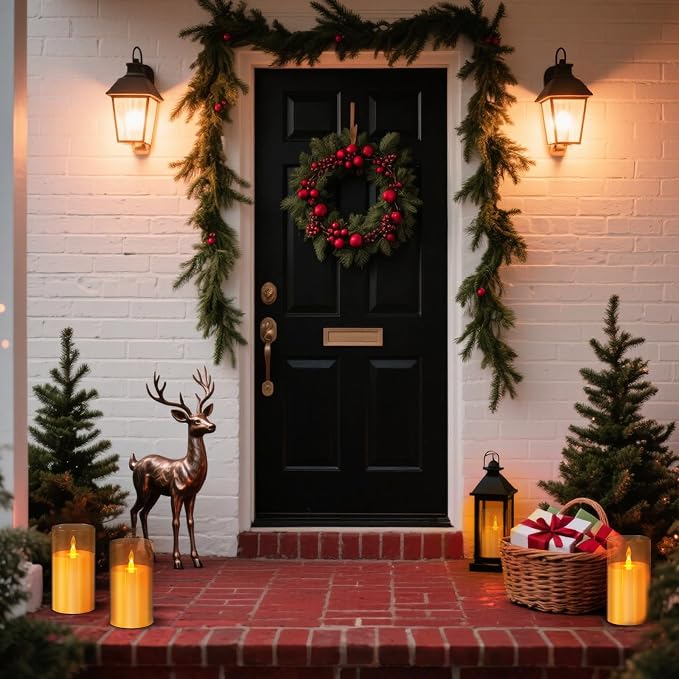 wemarry Flameless Candles Acrylic Glass Pillars 3" D x 6" H Battery Operated Flickering Candles Include 8-Key Remote with Timer Function 400+ Hours (Amber, Warm Light 2 Pack)