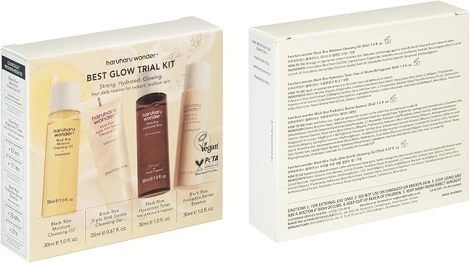 haruharu Wonder Best Glow Trial Kit, Strong, Hydrated, Glowing, Daily Routine, Mini Size, Double Cleansing, Toner, Barrier Essence