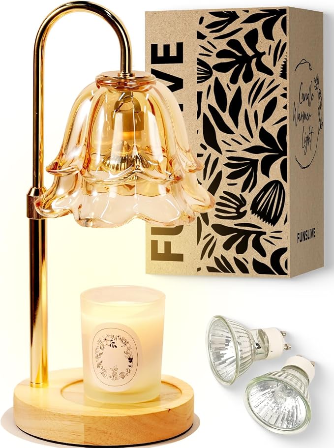 Flower Candle Warmer Lamp with Timer Dimmable, Mothers Day Birthday Gifts for Women Mom, Candle Warming Light Height Adjustable, Wax Melt Warmer for Jar Scented Candles, Housewarming Candle Lamp