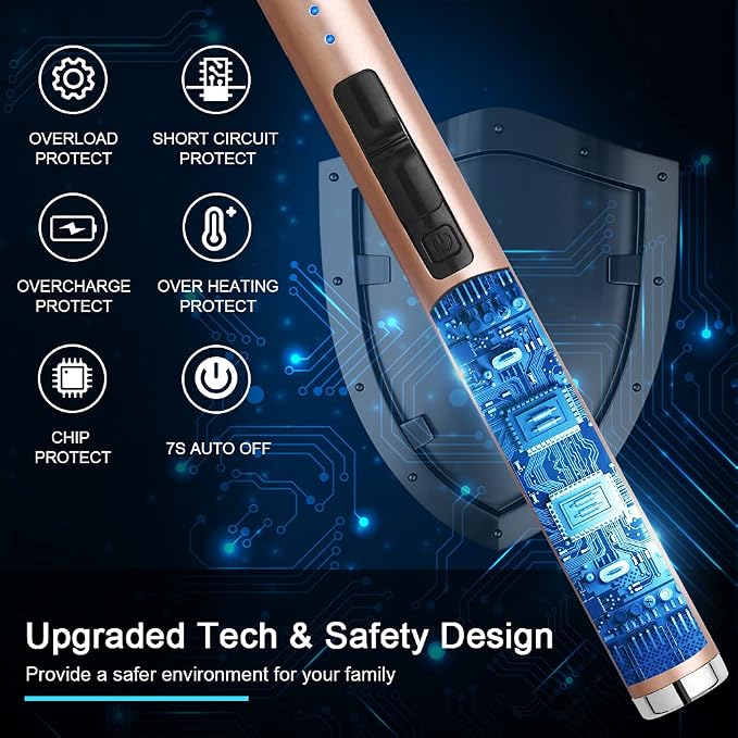 ARECTECH Rechargeable Electric Candle Lighter, Christmas Stocking Stuffers Gifts for Mom Men Wife, Arc Plasma Windproof Lighter for Candle Kitchen Birthday with Type-C Cable, Gold 2 Pack
