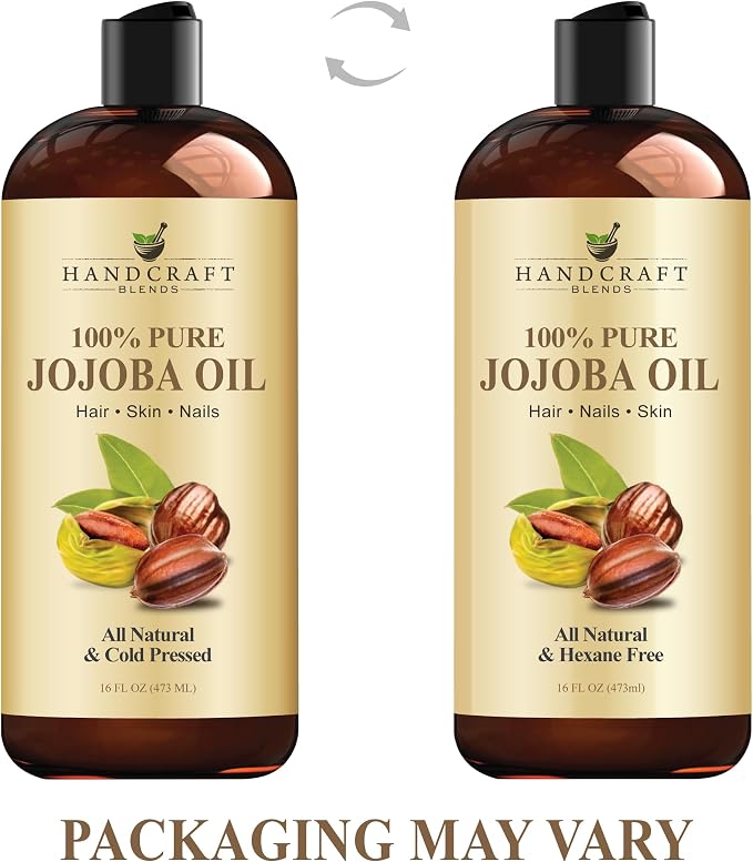 Handcraft Blends Jojoba Oil | 100% Pure and Natural | Ayurvedic Skin Care | Premium Grade Carrier Oil | Face | Skin | Hair | Massage | Cold-Pressed | Hexane-Free | 16 Fl Oz