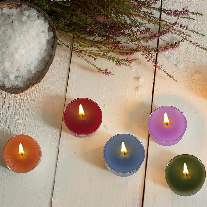 Hand-Poured Black Sandalwood Scented Tea Light Candles 4 Hour Clean Burning Smokeless Round Tealight Candle Clear Cups Perfect for Relaxation Meditation Yoga Bath Stress Relief