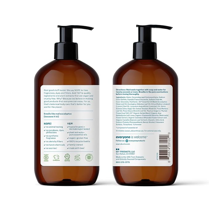 Everyone Liquid Hand Soap,12.75 Ounce,Pacific Eucalyptus,made with Essential Oils for kitchen and bathroom,(Pack of 6)