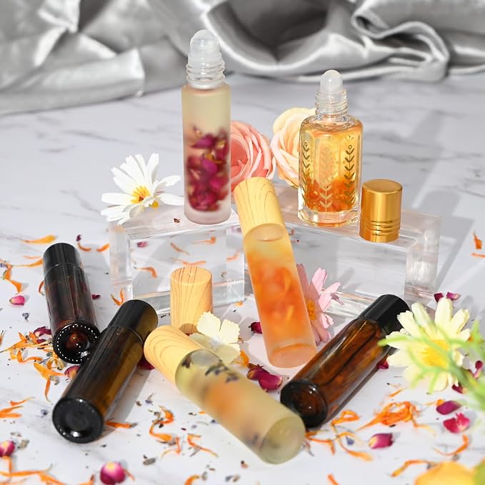 JUYRLE Roller Perfume Making Kit- DIY Perfume Making Kit, Make Your Own Roll-On Perfume with Essential Oil, Perfume Travel Refillable, Roller Fragrance Gift Set for Women Men Adults