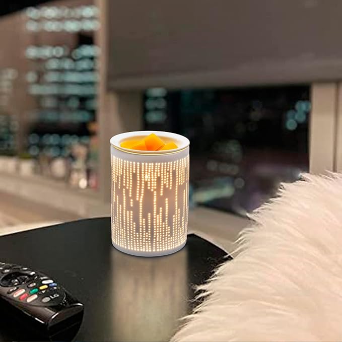 Electric Wax Melt Warmer, Ceramic Candle Wax Warmer for Scented Wax Melter Electric Wax Burner Wax Melts Wax Cubes Melter, Mother's Day Aroma Lamp for Home Hotel Office (Music-Lines)