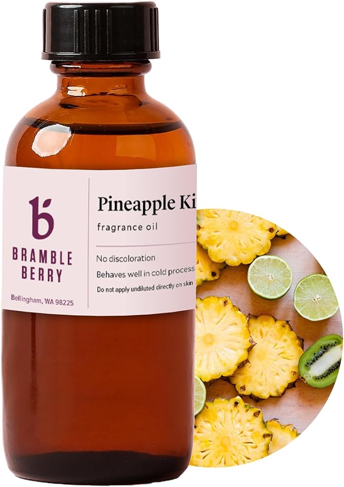 Bramble Berry Pineapple Kiwi Fragrance Oil 2 oz | Tangy Tropical Fruit Scent for Soap Making, Candles, Lotion, Bath Bombs & Perfume | Skin Safe, Vegan, Paraben & Phthalate Free, DIY Craft Essential