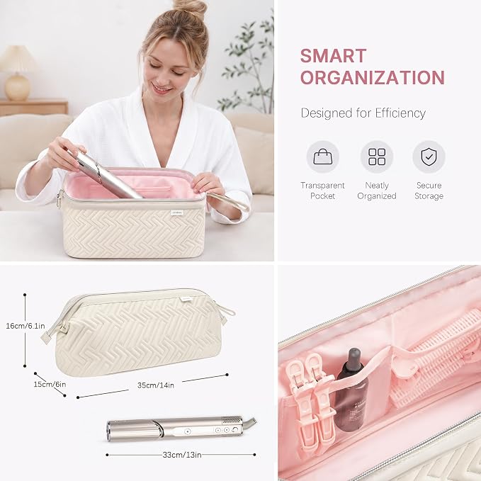 Leudes Hair Tools Travel Bag for Shark Flexstyle Carrying Case Portable Shark Hair Air Wrap Dryer Case Waterproof Dustproof Flat Curling Iron Travel Organizer (Beige)