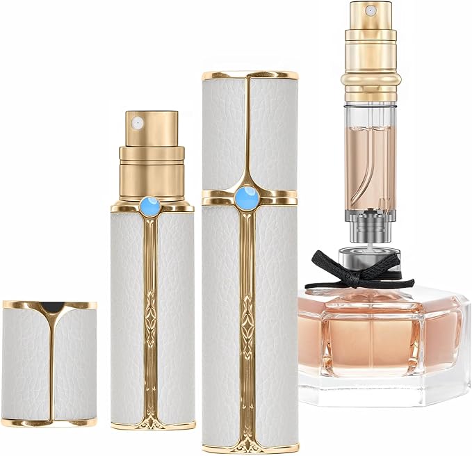 CF00WHG 5ml Leather Perfume Bottle Bottom Refillable Dispenser, Leak-Proof & Portable for Men & Women, Ideal for Travel, Gifting & Daily Use (WHG)