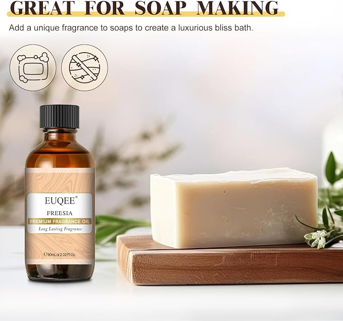 EUQEE Freesia Fragrance Oil, 60ml Premium Grade Oils Scented Oil with Glass Dropper for Diffusers, DIY Soap & Bath Bombs (2.02 Fl oz)