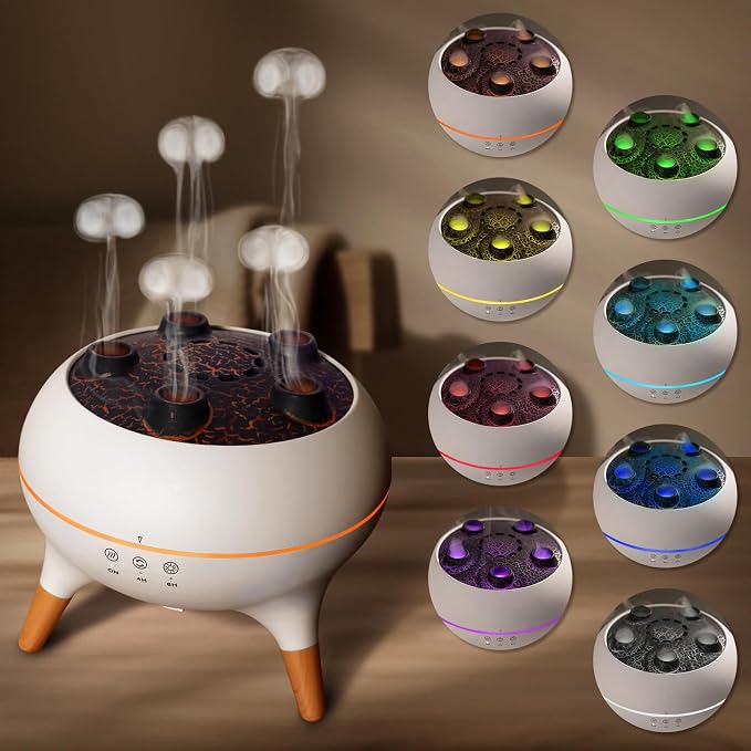 Essential Oil Diffuser for Home, Bedroom Humidifiers, Air Scent Aroma Aromatherapy Ultrasonic Humidifier Machine Timer Small Mini difusor de Aromas para casa Living Room Office Decor Gifts Jellyfish