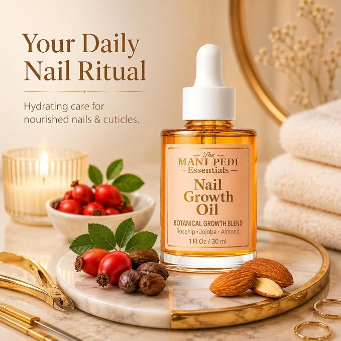 TMPE Nail Growth Oil 1 fl oz | Rosehip, Jojoba & Almond Oil Blend | Fast Nail Growth Serum for Stronger Longer Nails | Cuticle Oil Strengthener | Nourishing Nail Treatment for Brittle Damaged Nails