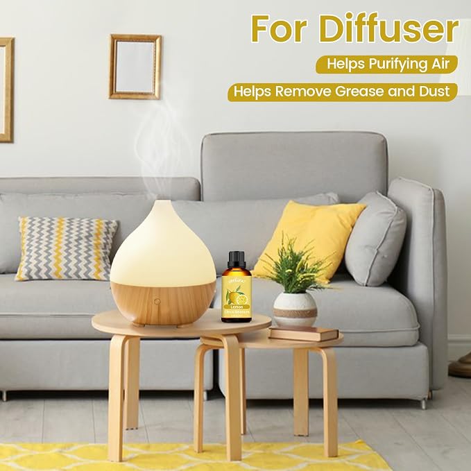 yethious Lemon Essential Oil Lemon Essential Oill for Diffuser, Perfume, Body, Skin, Hair, Candle Soap Making Lemon Fragrance Oil 100ML