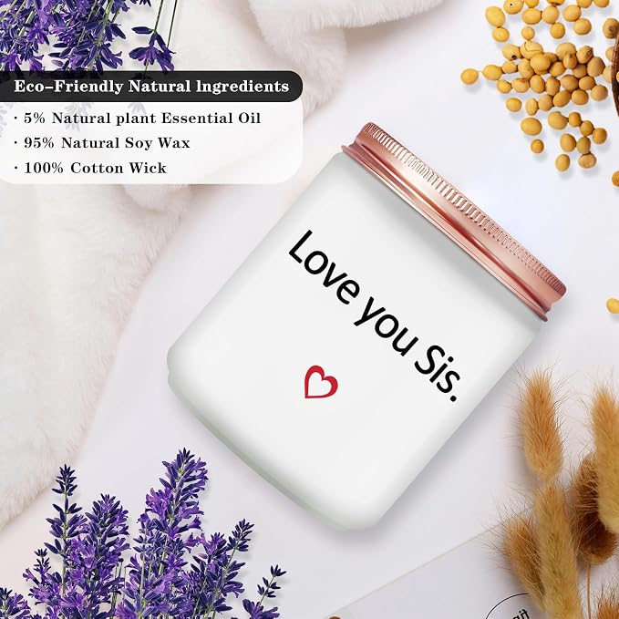 Sister Gifts from Sisters - Birthday Mothers Day Valentines Day Christmas Gift for Sister - Lavender Scented Candle