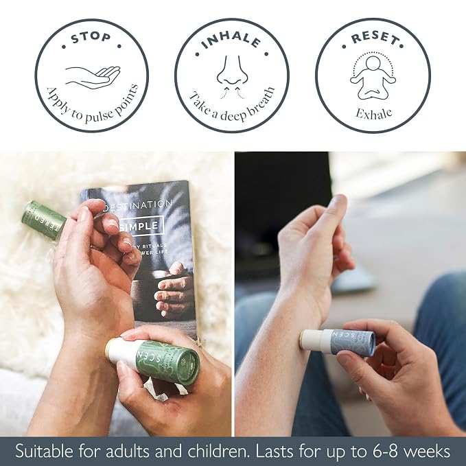 Scentered Aromatherapy Balm Sticks for Stress-Relief & Focus - Roll On Essential Oil Blends of Rosemary, Mint, Chamomile - Aromatherapy Gifts for Women - De-Stress & Focus