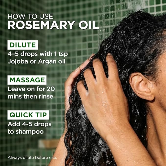 100% Pure Rosemary Essential Oil - 4 Fl Oz - Rosemary Oil for Hair, Skin, Diffuser, Aromatherapy & DIY Candle Making Scent