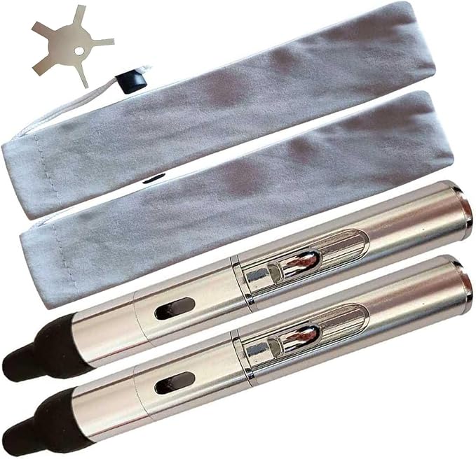 Torch Lighter,Handheld Multifunctional All-in-One Tube Built-in Detachable Windproof Lighter,Outdoor,Indoor,Camping,Candle,Birthday,Silver(2PCS)