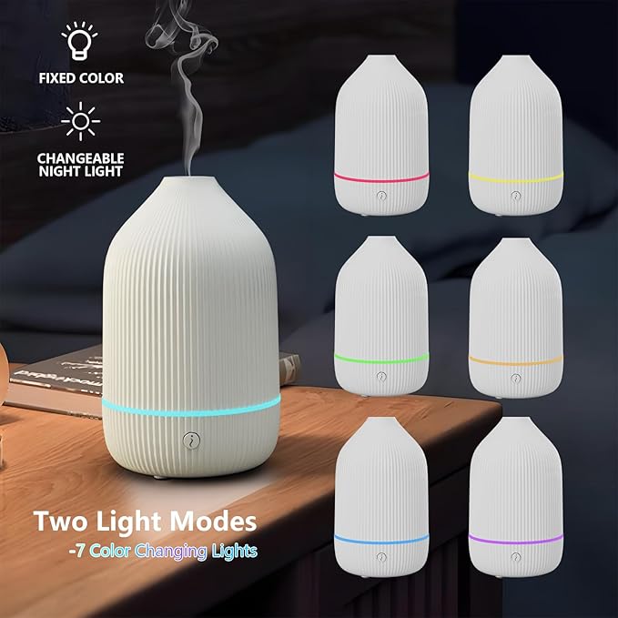 Diffuser,USB Plug-in Car Portable Aromatherapy Diffuser, 7 Colors Lights 2 Switch Mode Waterless Auto Off for Car Home Office Room (USB Power)