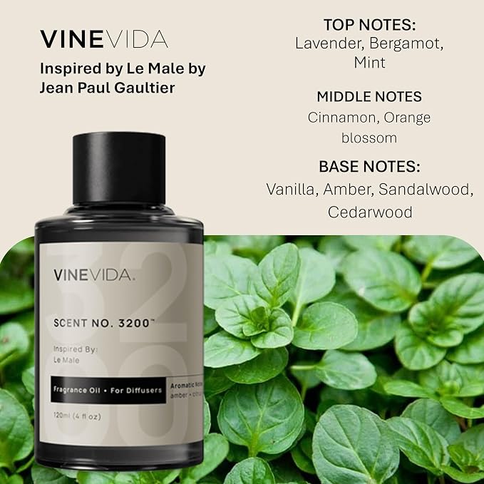 VINEVIDA [4 Fl Oz] Scent NO. 3200 Fragrance Oil for Cold Air Diffusers, Aromatic Notes of Lavender, Bergamot, Mint & Cinnamon Essential Oils for Diffuser Oil Refill & Air Freshener Spray