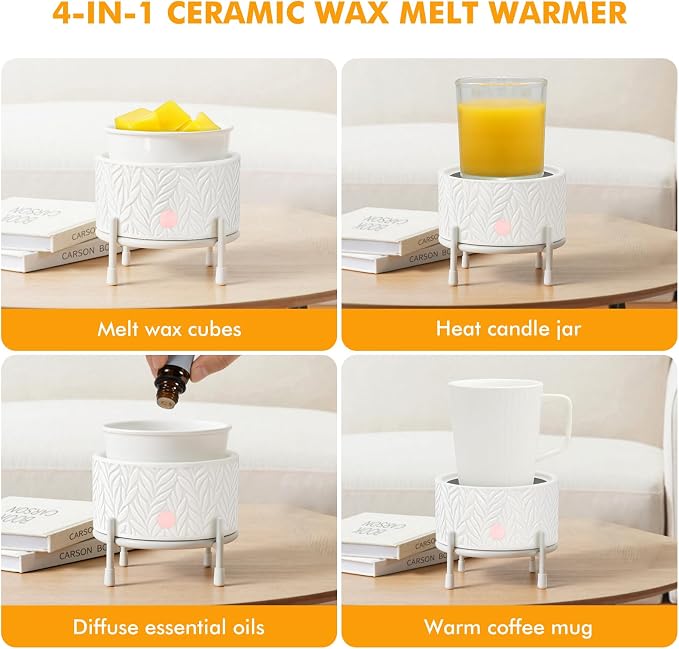 EQUSUPRO Wax Melt Warmer for Scented Wax Melts- Electric 4 in-1 Ceramic Candle Wax Warmer Burner Fragrance Wax Melter for Home Office Bedroom Living Room Decor & Gifts for Women