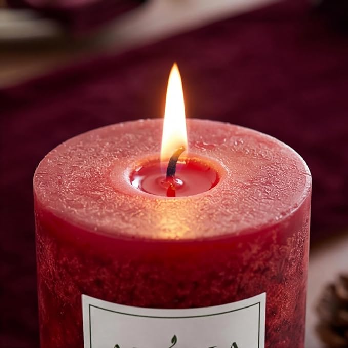 Aroma Naturals Holiday Orange, Clove and Cinnamon Essential Oil Scented Pillar Candle, Warm Spice, 2.5 inch x 4 inch