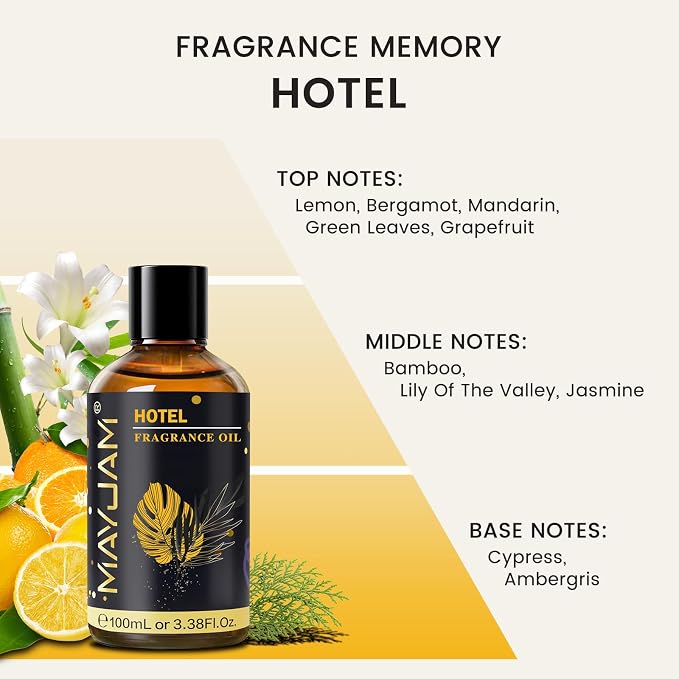 Hotel Fragrance Oil Essential Oil, MAYJAM 3.38FL.OZ Hotel Oil Scents for Diffusers for Home, Long Lasting Scented Oils for Soap Candle Making - 100ML