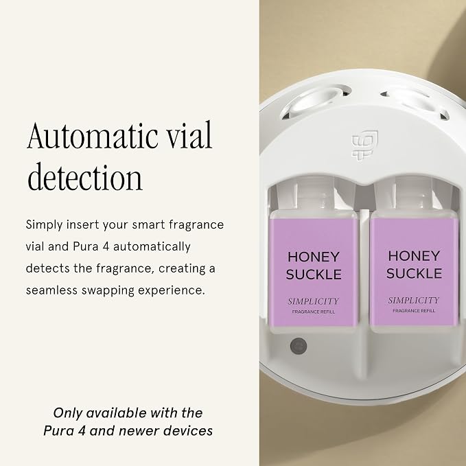Pura & Simplicity Home Scent Refill - Smart Air Diffuser - Long-Lasting Luxury Fragrance per Refill - Home Essential - Clean & Safe Diffuser Fragrance - 2 Pack, Honeysuckle