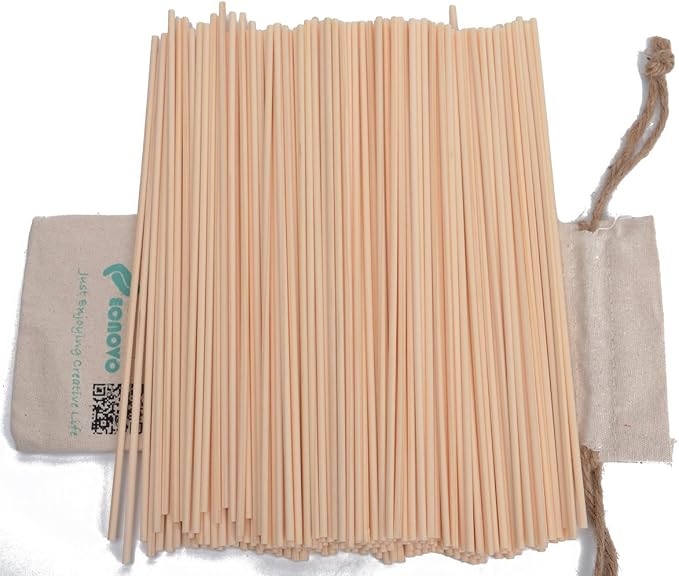 Resafy Reed Diffuser Sticks, Jecnovo Pack of 100 Fiber Sticks with Handmade Linen Bag, Safe and Non-Toxic, 9 Inches Long 3mm Diameter Aromatherapy Diffusers for Home, Spa and Office(Beige)