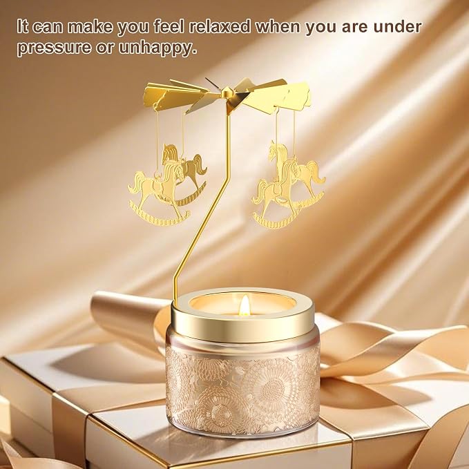 Rotatable Osmanthus Flower Scented Candle, Gifts for Women, Single-Wick with 20 Hours of Burn Time, Ideal for Creating Relaxing Ambience & Holiday Gifting (Merry-go-Round)