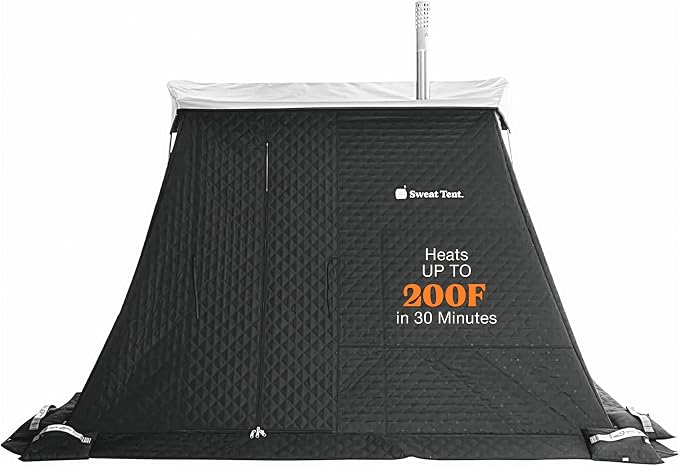 SweatTent Portable Outdoor Sauna (Extra Large) – Tent Only, Accessories Sold Separately – Wood-Fired Compatible, Quick Assembly – High-Temp Recovery Sauna for 10 Adults – Backyard & Camping Use