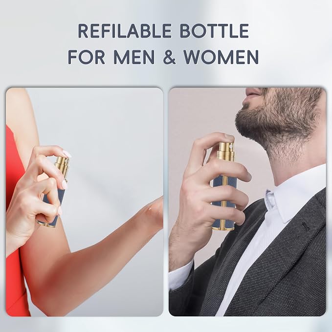 5ml Perfume Spray Bottle, AG00OR Leather Refillable Dispenser Bottom Fill Fragrance Scent Container, Portable and Leak-proof Suitable for Traveling & Outgoing (Orange)